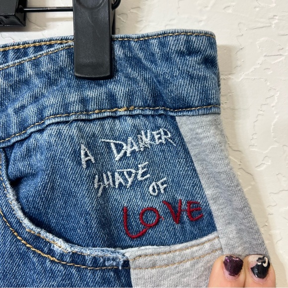 Desigual Embroidered Jogger Jeans Sweatpants Flowers LOVE Size L - Picture 8 of 16